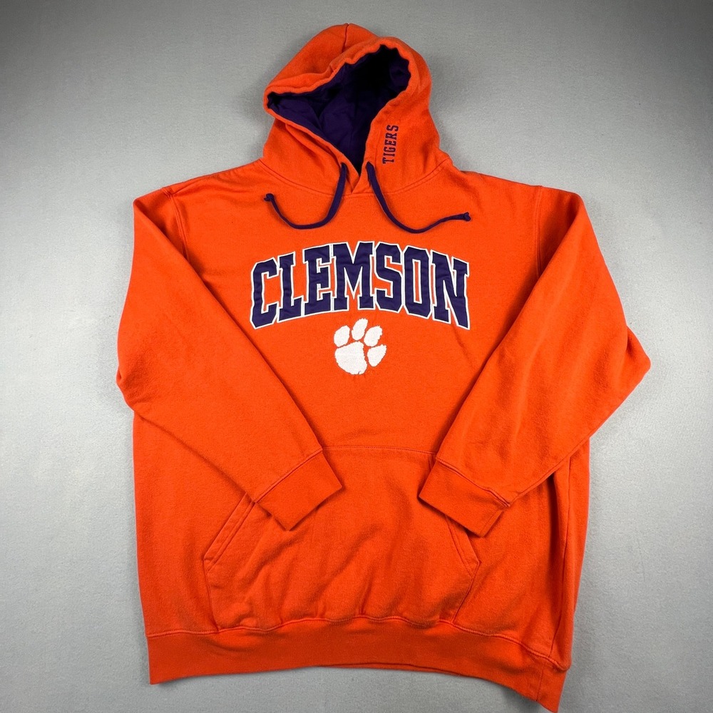 Clemson Tigers Hoodie Men 2XT Colosseum Orange Fleece Sweatshirt NCAA Basketball